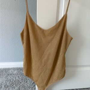 H&M Tan Asymmetrical Sleeveless Bodysuit